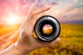 Photography camera lens concept. Royalty Free Stock Photo