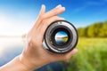 Photography camera lens concept. Royalty Free Stock Photo