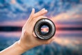 Photography camera lens concept. Royalty Free Stock Photo