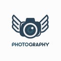 Photography camera lens wing logo Royalty Free Stock Photo