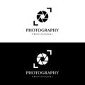 Photography camera logo, lens camera shutter, digital, line, professional, elegant and modern. Logo can be used for studio, Royalty Free Stock Photo