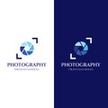 Photography camera logo, lens camera shutter, digital, line, professional, elegant and modern. Logo can be used for studio, Royalty Free Stock Photo