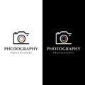 Photography camera logo, lens camera shutter, digital, line, professional, elegant and modern. Logo can be used for studio, Royalty Free Stock Photo