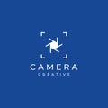 Photography camera logo, lens camera shutter, digital, line, professional, elegant and modern. Logo can be used for studio, Royalty Free Stock Photo