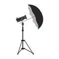 Photography camera umbrella vector equipment illustration icon. Digital flash photo light studio tripod card isolated lens. Symbol Royalty Free Stock Photo