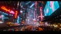 Neon Cyberpunk Metropolis./n