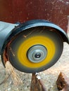 Electric angle grinder in work Royalty Free Stock Photo