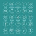 Photography equipment flat line icons. Royalty Free Stock Photo