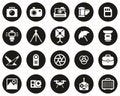 Photography Equipment Icons White On Black Flat Design Circle Set Big Royalty Free Stock Photo