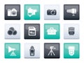 Photography equipment and tools icons over color background Royalty Free Stock Photo