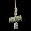 Dollar, noose and dices Royalty Free Stock Photo