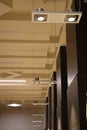 Hanging light. Halogen Lamps in a Building. Design, decoration and hanging light.