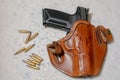 Hand gun in a holster. Royalty Free Stock Photo