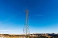 High voltage tower - Power Line in Italian Alps Lessinia plateau Royalty Free Stock Photo