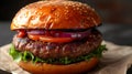 Photography of homemade tasty burger. Delicious fresh American food