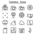 Photography icon set in thin line style
