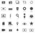 Photography icons with reflect on white background