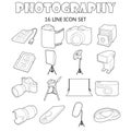 Photography icons set, outline style Royalty Free Stock Photo