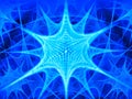 Photography of a kaleidoscope made of lasers beams shaped as a frozen star