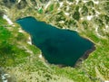 Photography of a lake in the mountains shot from a drone Royalty Free Stock Photo