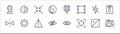 Photography line icons. linear set. quality vector line set such as camera, focus, invisible, horizontal flip, no flash, minimize