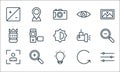 Photography line icons. linear set. quality vector line set such as control, light, camera focus, loop, add, camera lens, light,