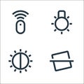 photography line icons. linear set. quality vector line set such as horizontal line, brightness, light bulb