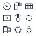 photography line icons. linear set. quality vector line set such as light bulb, brightness, film, horizontal line, remote control Royalty Free Stock Photo