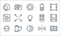 Photography line icons. linear set. quality vector line set such as picture, brightness and contrast, brightness, horizontal flip