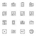 Photography line icons set