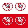 Photography logo. Camera icon with heart and shutter. Love theme Royalty Free Stock Photo