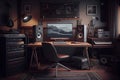 photography, music studio setup, music workstation in home. Generative ai Royalty Free Stock Photo