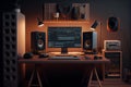 photography, music studio setup, music workstation in home. Generative ai Royalty Free Stock Photo