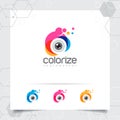 Photography and photo logo design with concept of colorful camera lens icon vector for photographer, studio photo, and wedding