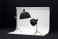 Photography photo studio with professional lighting equipment on background Royalty Free Stock Photo