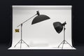 Photography photo studio with professional lighting equipment on background Royalty Free Stock Photo