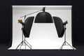 Photography photo studio with professional lighting equipment on background Royalty Free Stock Photo