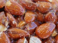 Shiny almonds honey bar Royalty Free Stock Photo