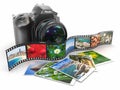Photography. Slr camera, film and photos. Royalty Free Stock Photo