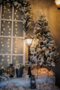 Photography studio with christmass decorations Royalty Free Stock Photo