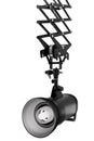Photography studio flash on ceiling pantograph isolated on white background Royalty Free Stock Photo