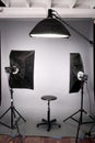 Photography Studio Lighting Background Setup Grey Royalty Free Stock Photo