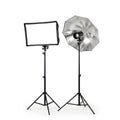 Photography studio lighting equipment softbox and umbrella setup for professional shoots Royalty Free Stock Photo