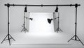 Photography Studio Setup with Softbox Lights and White Backdrop equipment lighting Royalty Free Stock Photo