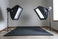 Photography Studio Setup with Two Softboxes Black Good Resolution Stock Photo Royalty Free Stock Photo