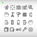 Photography symbols icon set in outline style Royalty Free Stock Photo