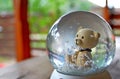 Photography of teddy bear in snow globe Royalty Free Stock Photo