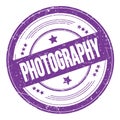 PHOTOGRAPHY text on violet indigo round grungy stamp