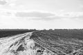 Photography on theme big empty farm field for organic harvest