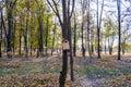 Photography on theme empty hanging birdhouse to natural forest tree